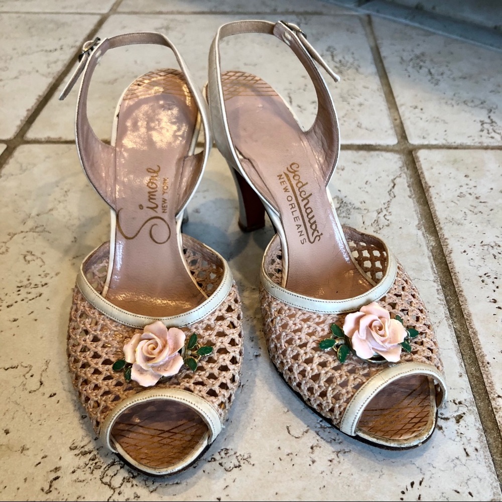Vintage High Heel Sling Back Sandals Pink 6.5N
